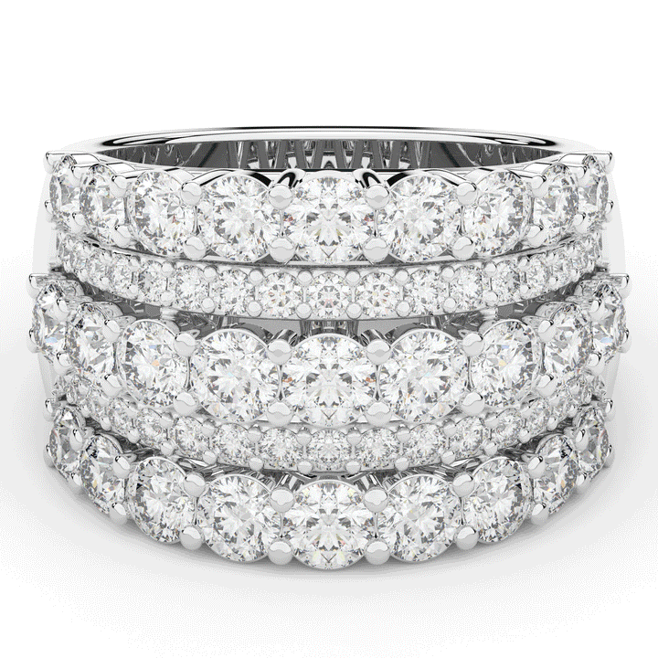 3.10CT.TW FIVE ROW ROUND LAB DIAMOND WEDDING BAND - Nazarelle