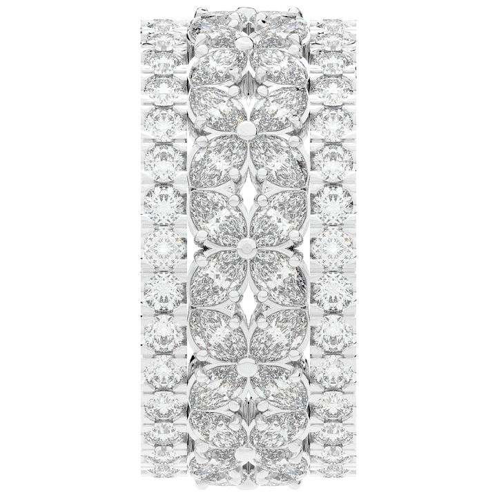 3.80CT.TW MARQUISE AND ROUND LAB DIAMOND FLOWER PETAL ETERNITY WEDDING BAND - Nazarelle