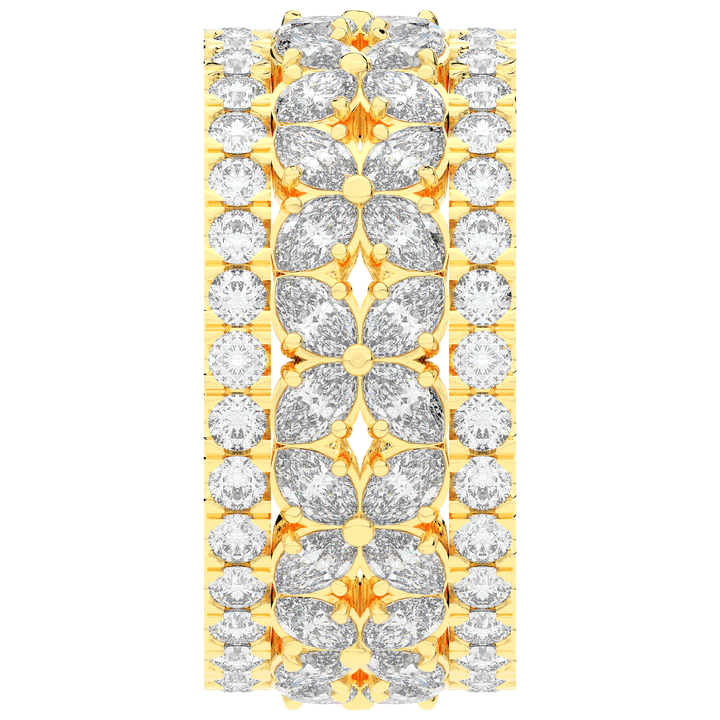3.80CT.TW MARQUISE AND ROUND LAB DIAMOND FLOWER PETAL ETERNITY WEDDING BAND - Nazarelle