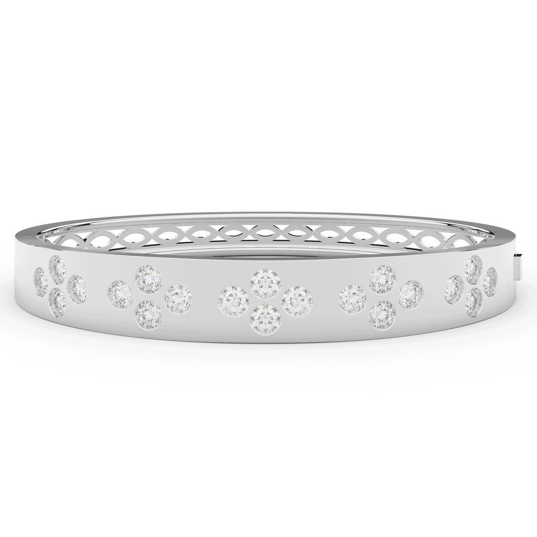 4.10CT.TW ROUND LAB DIAMOND BEZEL SET BANGLE - Nazarelle