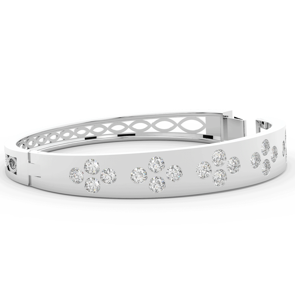 4.10CT.TW ROUND LAB DIAMOND BEZEL SET BANGLE - Nazarelle