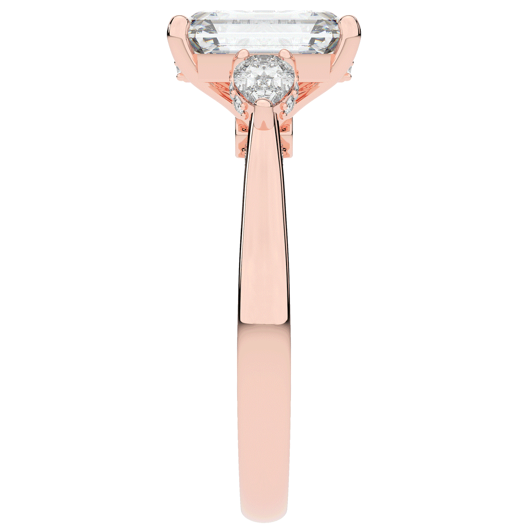 2.40CT.TW EMERALD CUT LAB DIAMOND 3 STONE ENGAGEMENT RING - Nazarelle