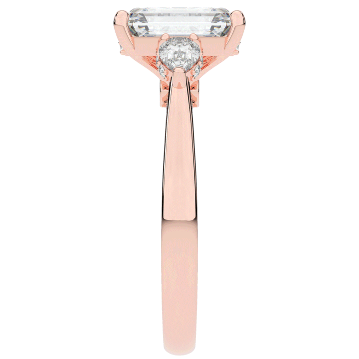 2.40CT.TW EMERALD CUT LAB DIAMOND 3 STONE ENGAGEMENT RING - Nazarelle