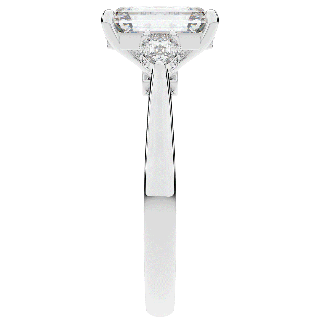 2.40CT.TW EMERALD CUT LAB DIAMOND 3 STONE ENGAGEMENT RING - Nazarelle