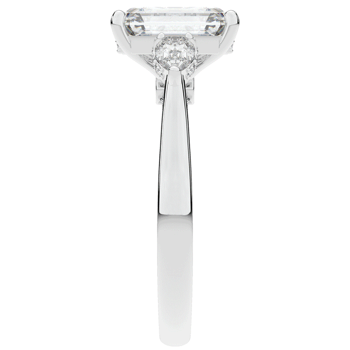 2.40CT.TW EMERALD CUT LAB DIAMOND 3 STONE ENGAGEMENT RING - Nazarelle