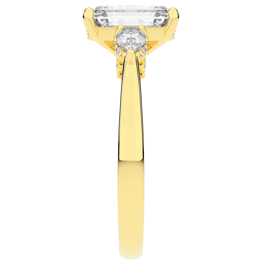 2.40CT.TW EMERALD CUT LAB DIAMOND 3 STONE ENGAGEMENT RING - Nazarelle