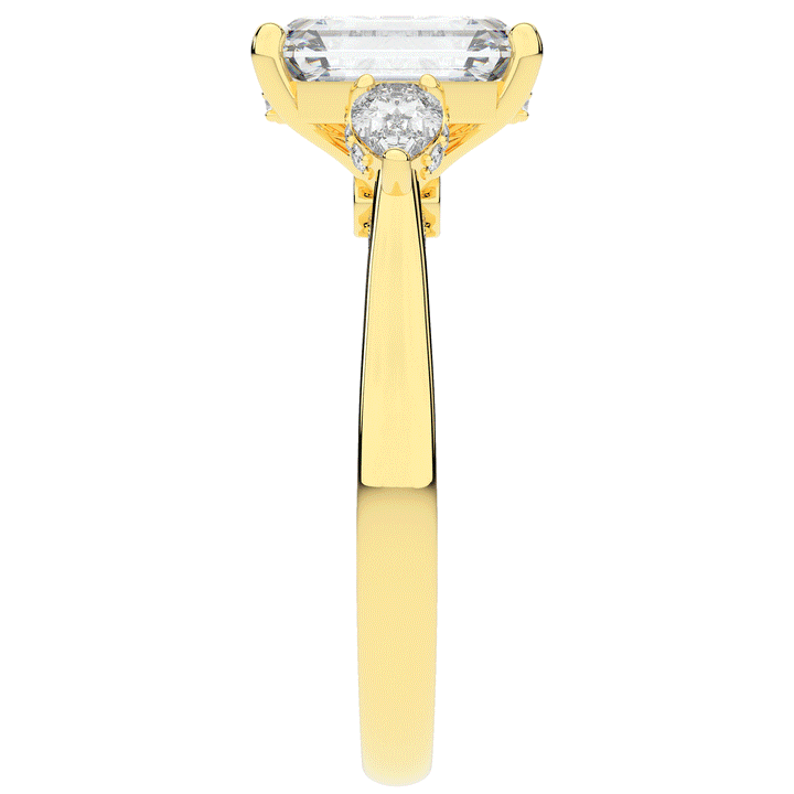 2.40CT.TW EMERALD CUT LAB DIAMOND 3 STONE ENGAGEMENT RING - Nazarelle