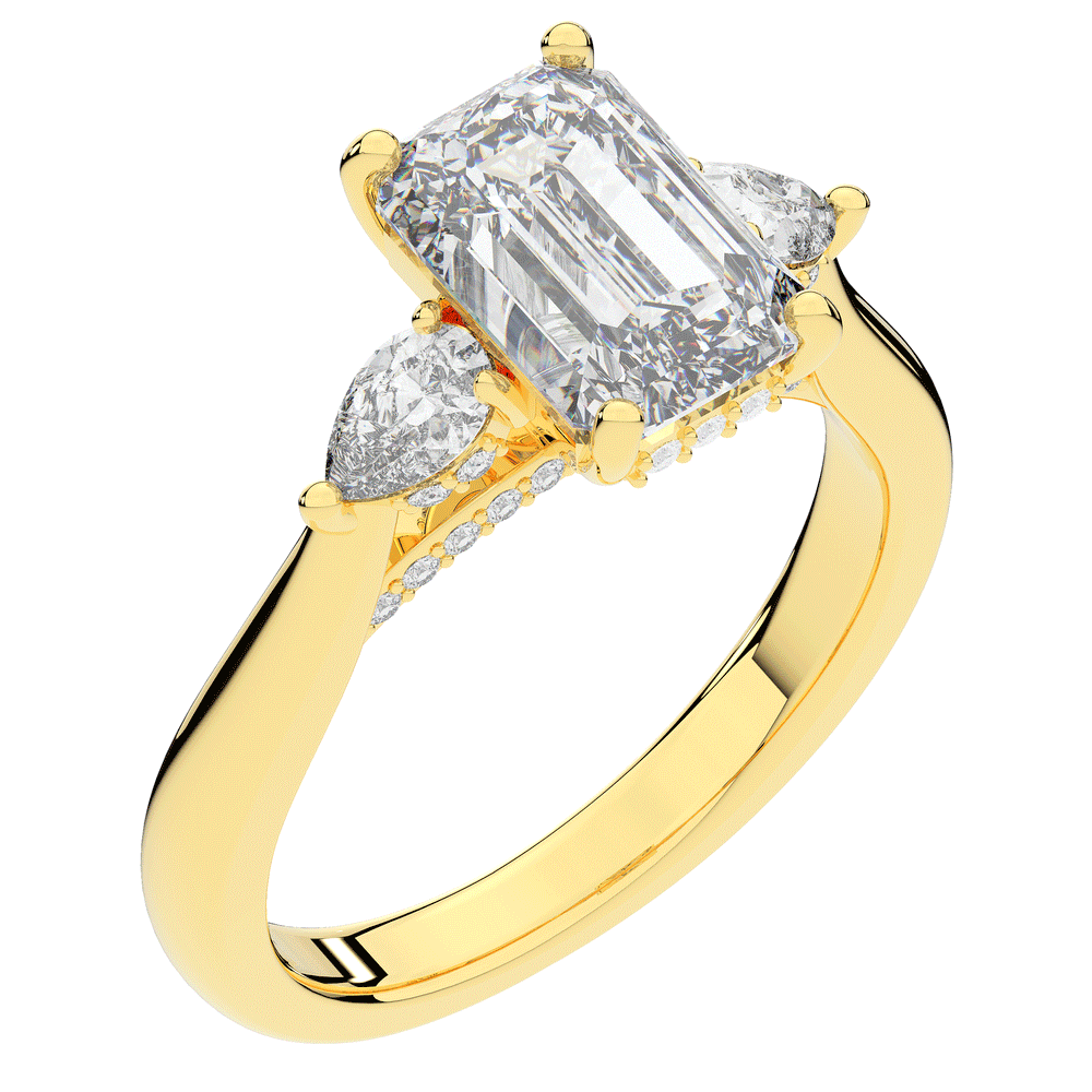 2.40CT.TW EMERALD CUT LAB DIAMOND 3 STONE ENGAGEMENT RING - Nazarelle
