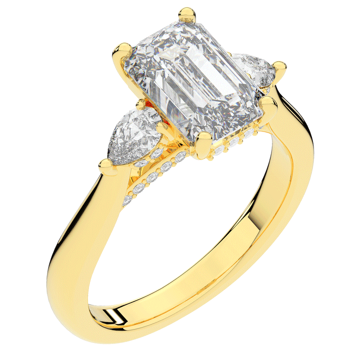 2.40CT.TW EMERALD CUT LAB DIAMOND 3 STONE ENGAGEMENT RING - Nazarelle