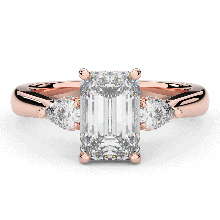 2.40CT.TW EMERALD CUT LAB DIAMOND 3 STONE ENGAGEMENT RING - Nazarelle
