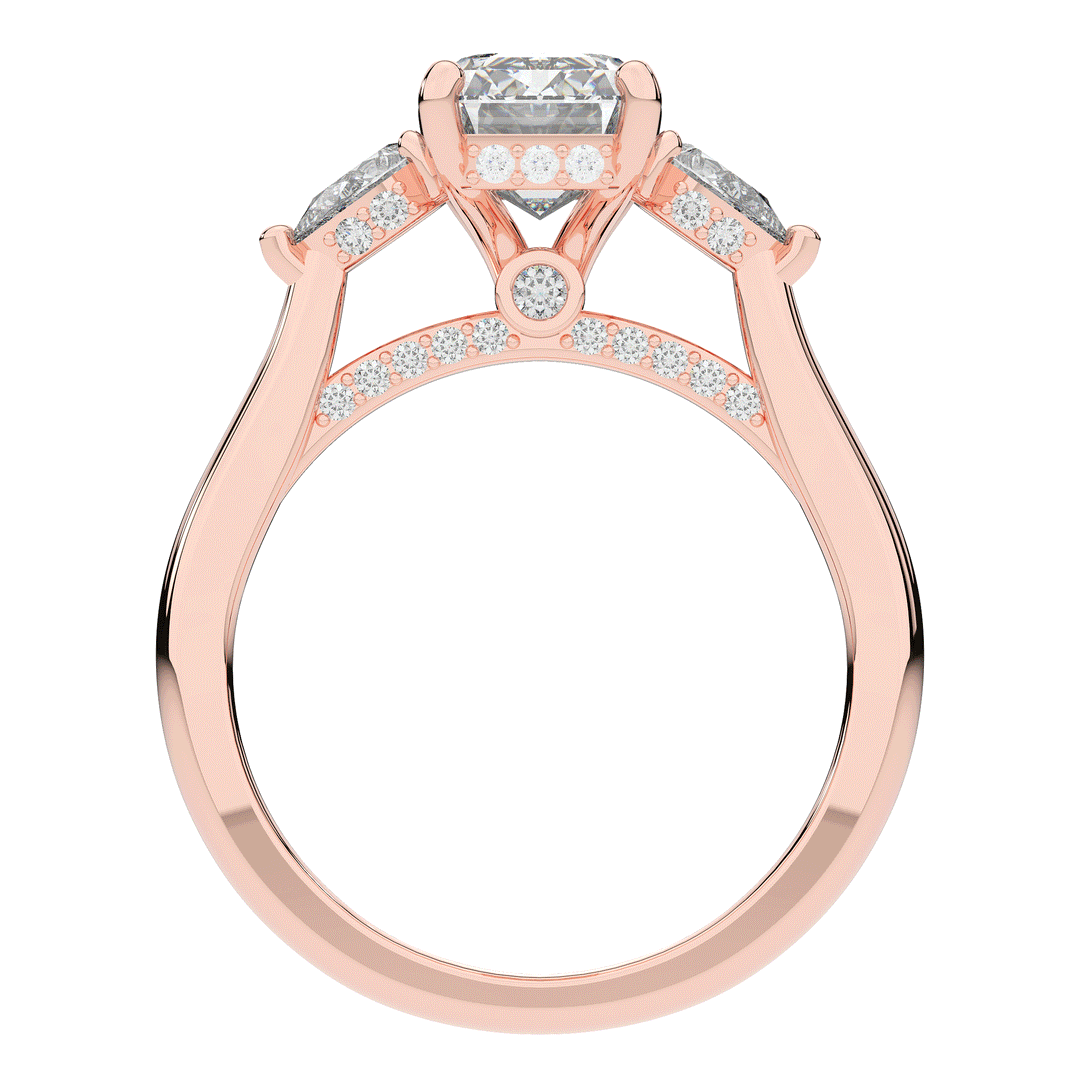 2.40CT.TW EMERALD CUT LAB DIAMOND 3 STONE ENGAGEMENT RING - Nazarelle