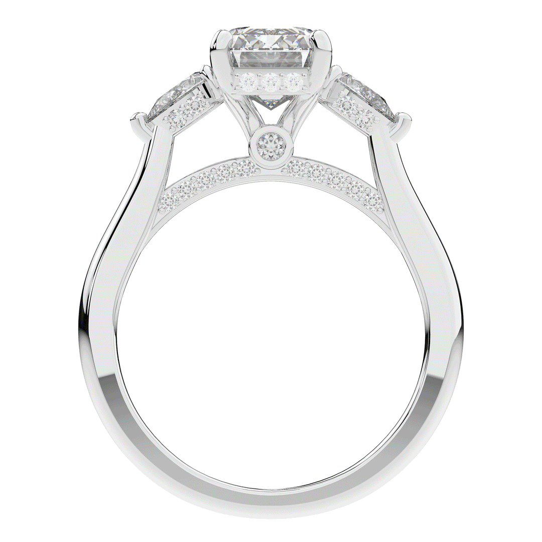 2.40CT.TW EMERALD CUT LAB DIAMOND 3 STONE ENGAGEMENT RING - Nazarelle