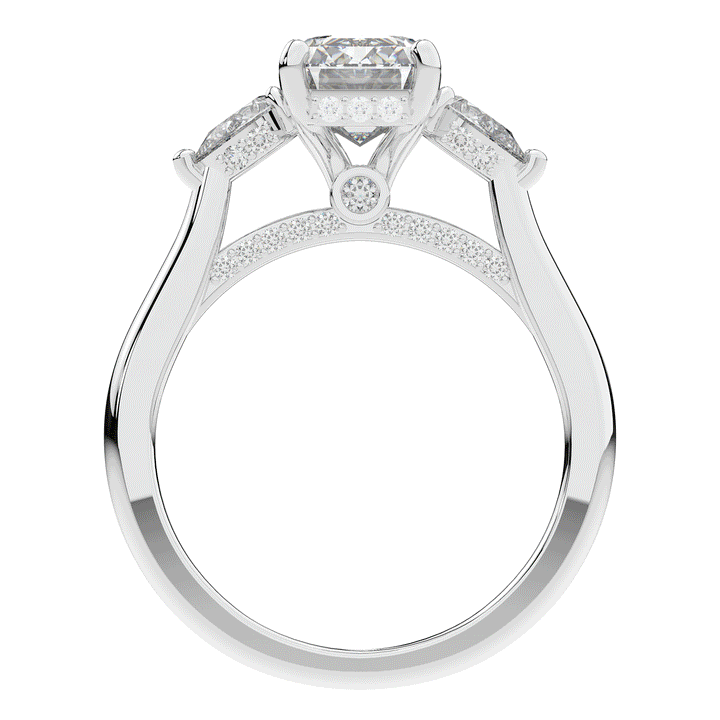 2.40CT.TW EMERALD CUT LAB DIAMOND 3 STONE ENGAGEMENT RING - Nazarelle