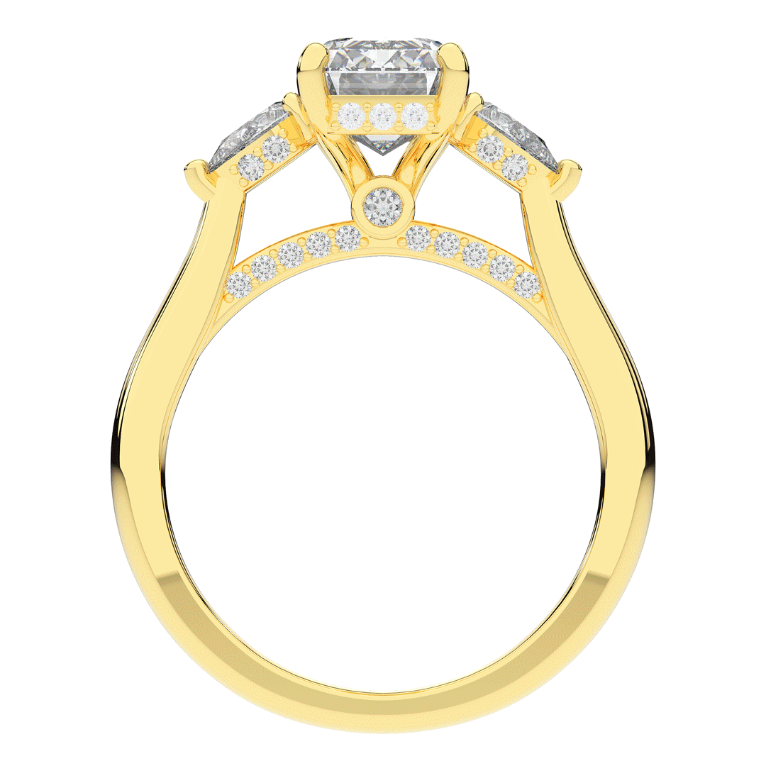 2.40CT.TW EMERALD CUT LAB DIAMOND 3 STONE ENGAGEMENT RING - Nazarelle