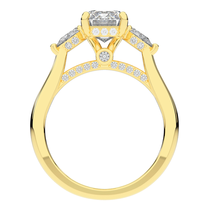 2.40CT.TW EMERALD CUT LAB DIAMOND 3 STONE ENGAGEMENT RING - Nazarelle