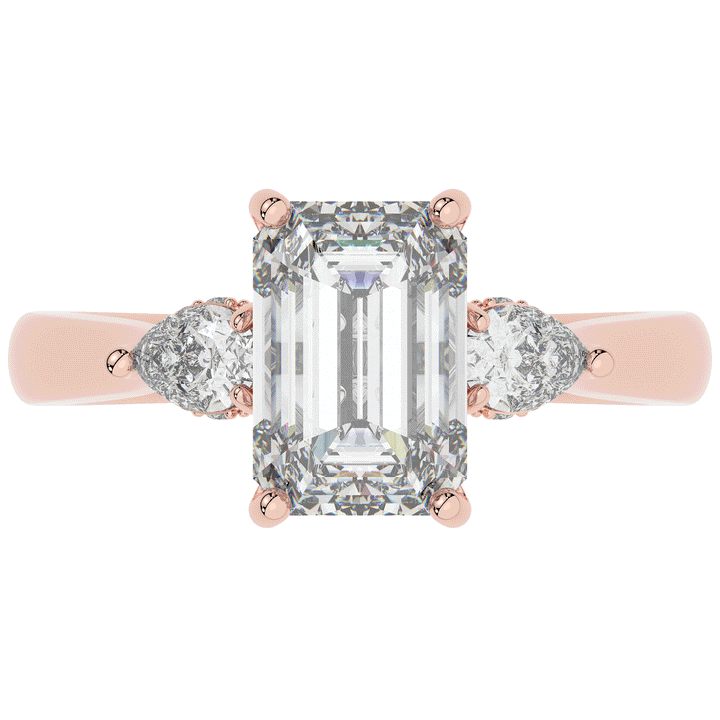 2.40CT.TW EMERALD CUT LAB DIAMOND 3 STONE ENGAGEMENT RING - Nazarelle
