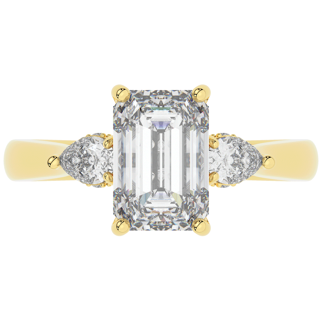 2.40CT.TW EMERALD CUT LAB DIAMOND 3 STONE ENGAGEMENT RING - Nazarelle