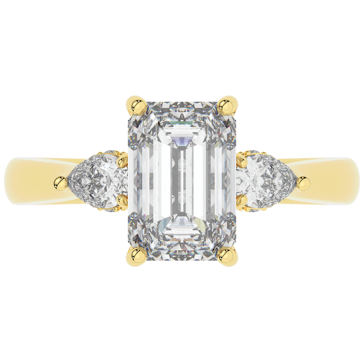 2.40CT.TW EMERALD CUT LAB DIAMOND 3 STONE ENGAGEMENT RING - Nazarelle