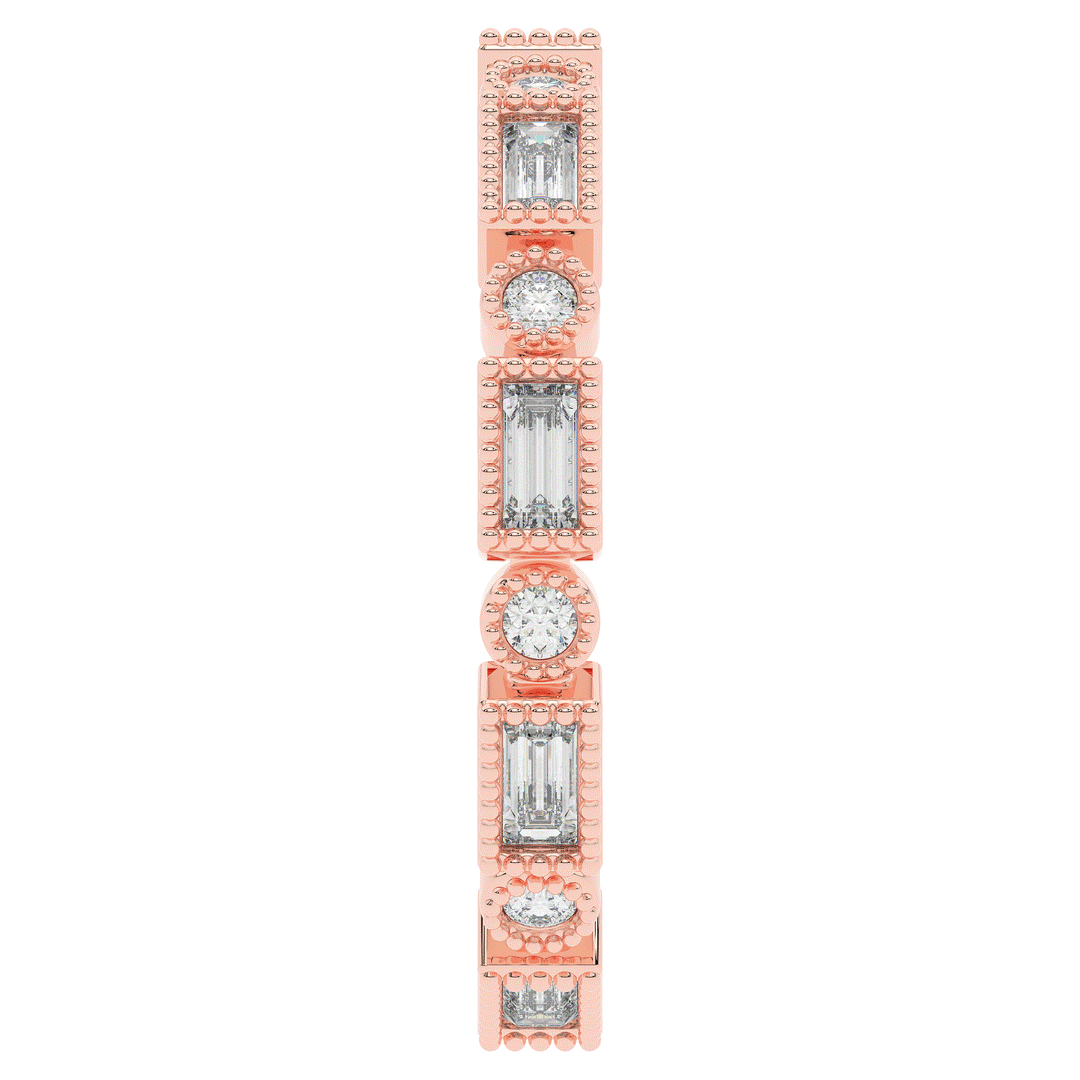 0.50CT.TW BAGUETTE AND ROUND LAB DIAMOND BEZEL SET ETERNITY WEDDING BAND - Nazarelle