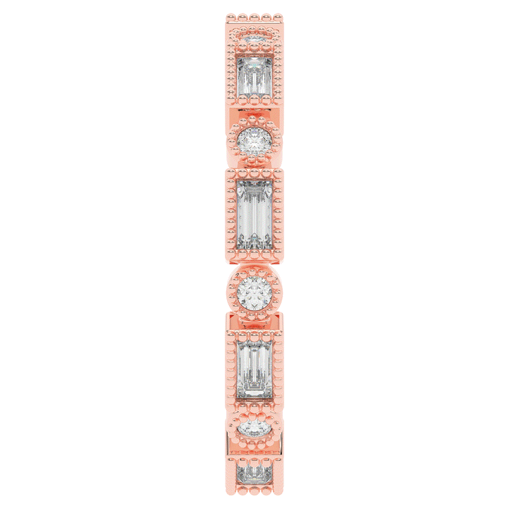 0.50CT.TW BAGUETTE AND ROUND LAB DIAMOND BEZEL SET ETERNITY WEDDING BAND - Nazarelle