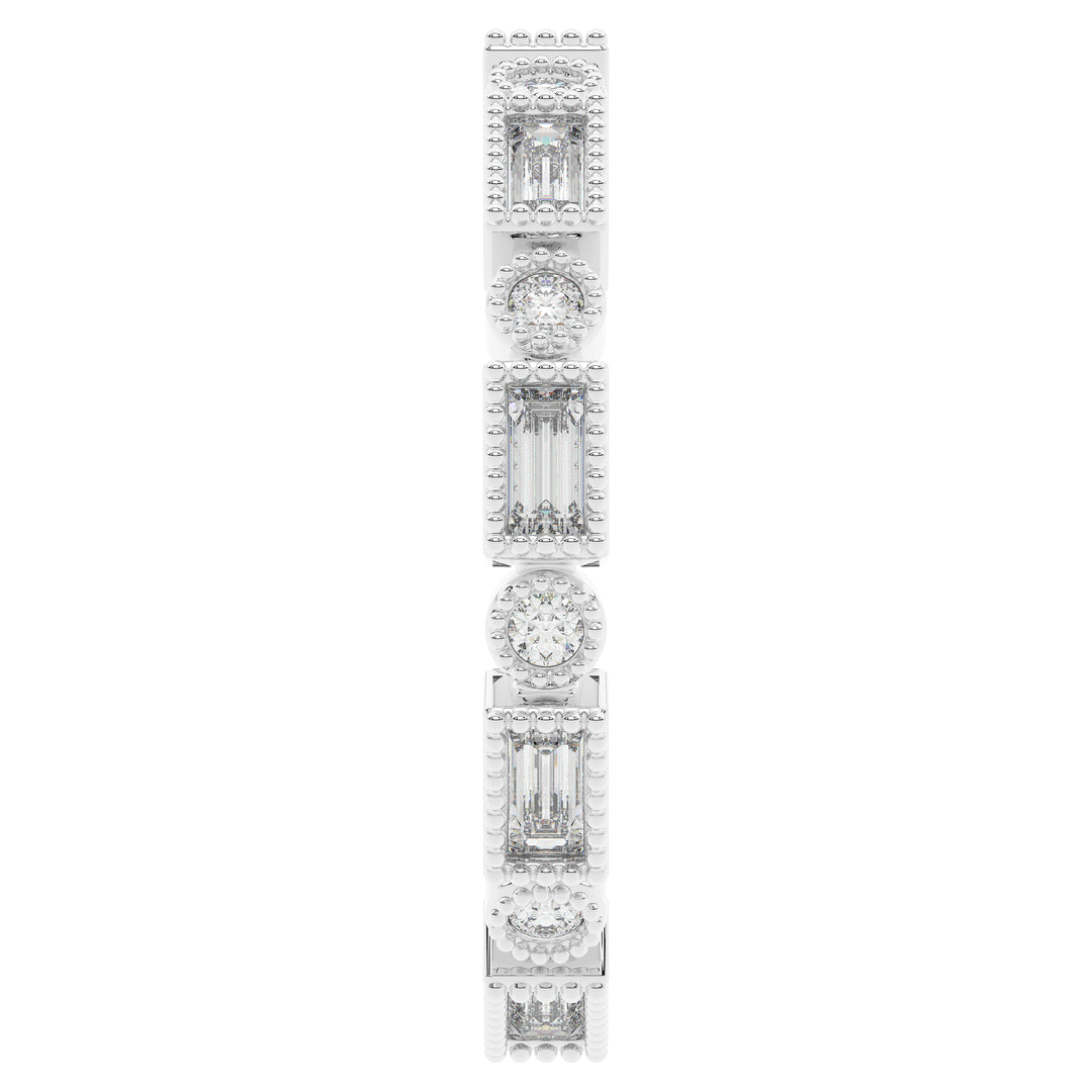 0.50CT.TW BAGUETTE AND ROUND LAB DIAMOND BEZEL SET ETERNITY WEDDING BAND - Nazarelle