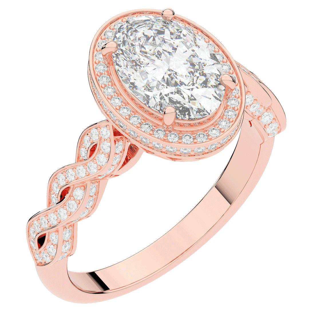 3.10CT.TW OVAL LAB DIAMOND HALO ENGAGEMENT RING - Nazarelle