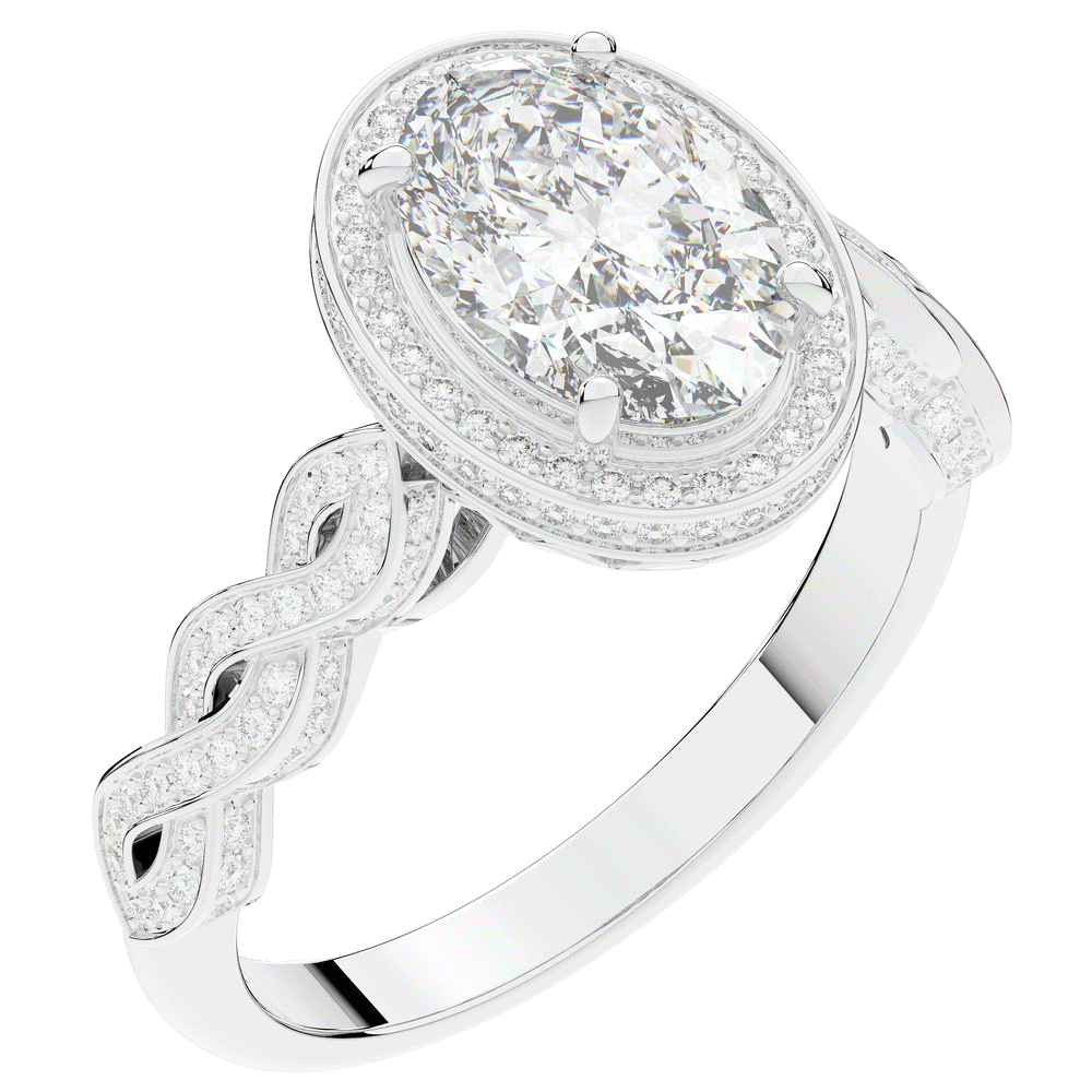 3.10CT.TW OVAL LAB DIAMOND HALO ENGAGEMENT RING - Nazarelle
