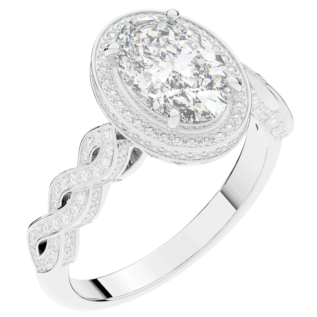 3.10CT.TW OVAL LAB DIAMOND HALO ENGAGEMENT RING - Nazarelle
