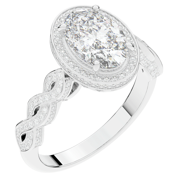 3.10CT.TW OVAL LAB DIAMOND HALO ENGAGEMENT RING - Nazarelle