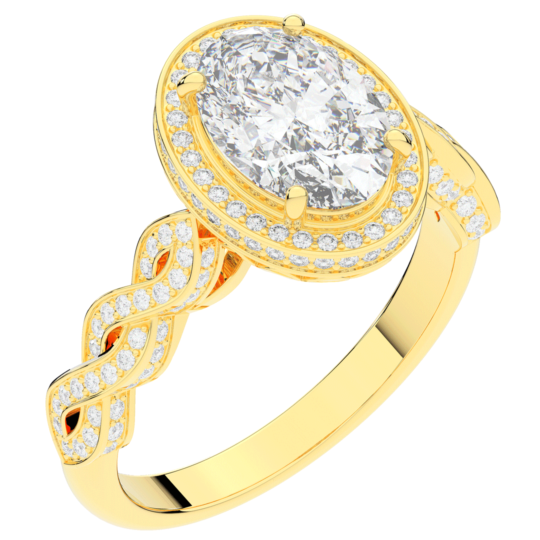 3.10CT.TW OVAL LAB DIAMOND HALO ENGAGEMENT RING - Nazarelle