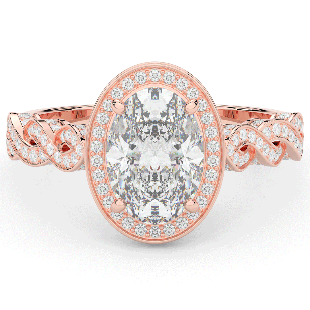 3.10CT.TW OVAL LAB DIAMOND HALO ENGAGEMENT RING - Nazarelle
