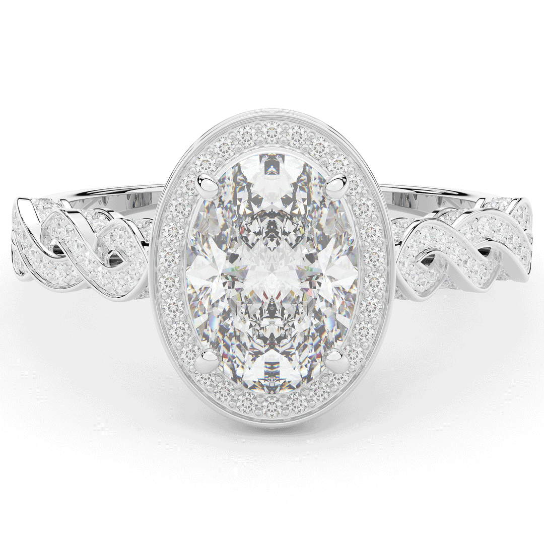 3.10CT.TW OVAL LAB DIAMOND HALO ENGAGEMENT RING - Nazarelle