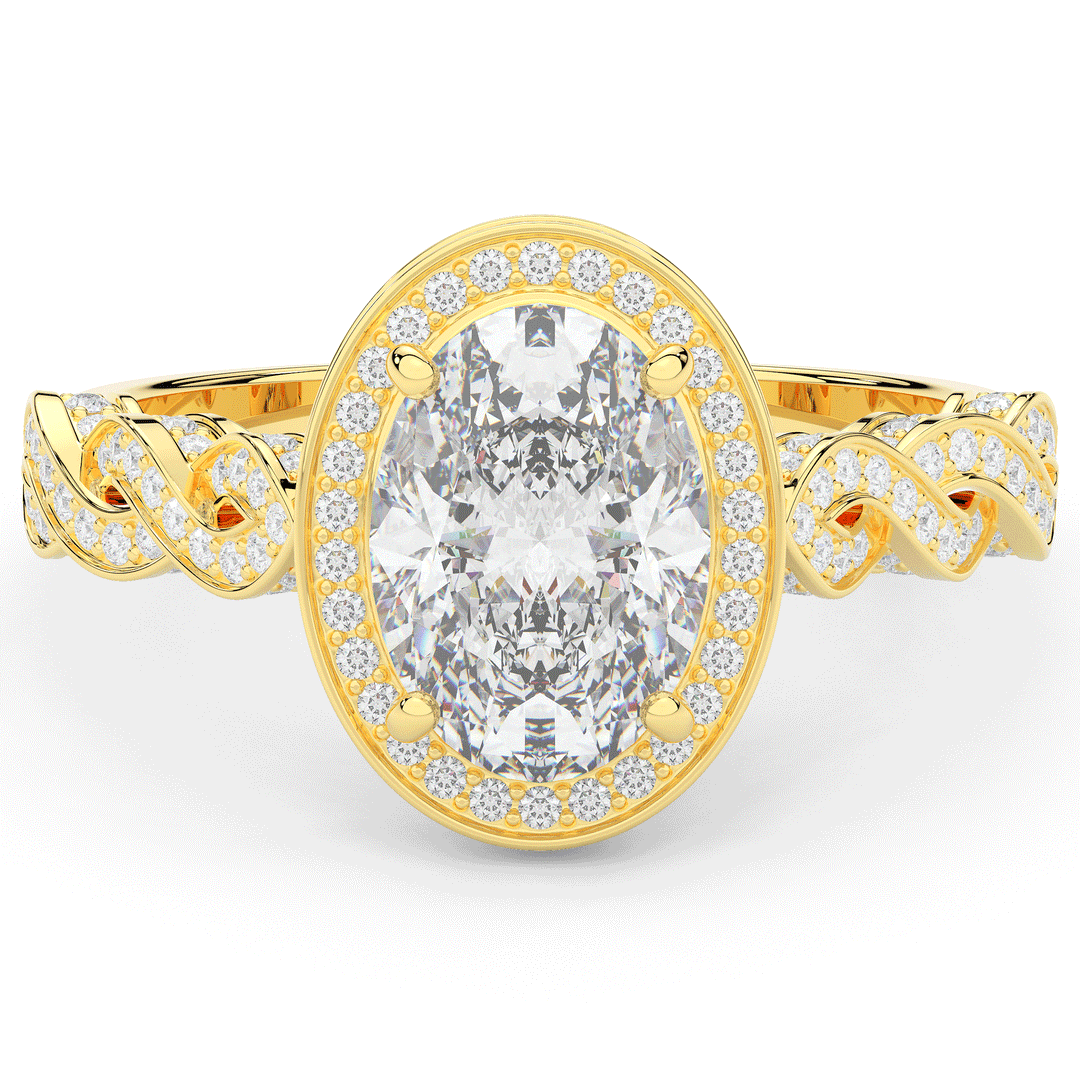 3.10CT.TW OVAL LAB DIAMOND HALO ENGAGEMENT RING - Nazarelle