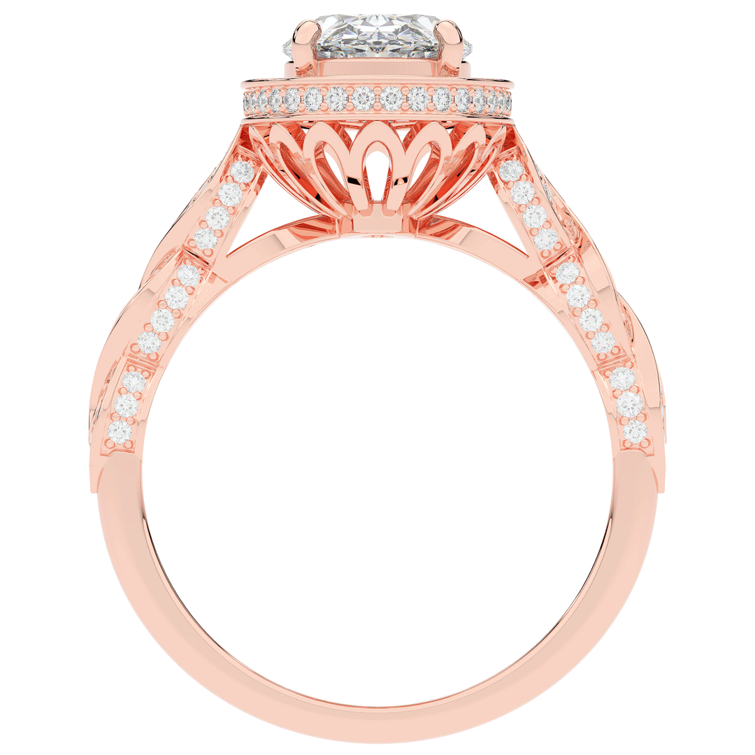 3.10CT.TW OVAL LAB DIAMOND HALO ENGAGEMENT RING - Nazarelle