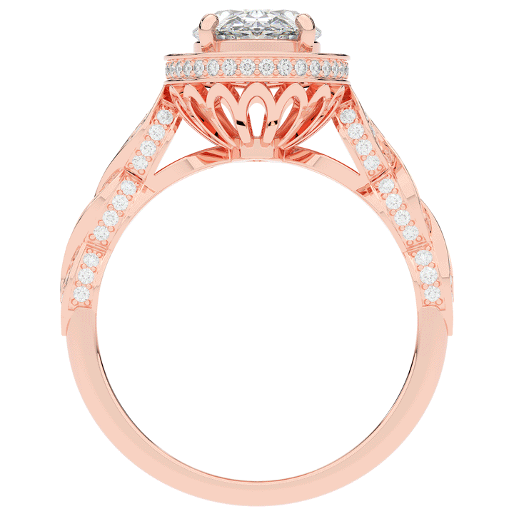 3.10CT.TW OVAL LAB DIAMOND HALO ENGAGEMENT RING - Nazarelle