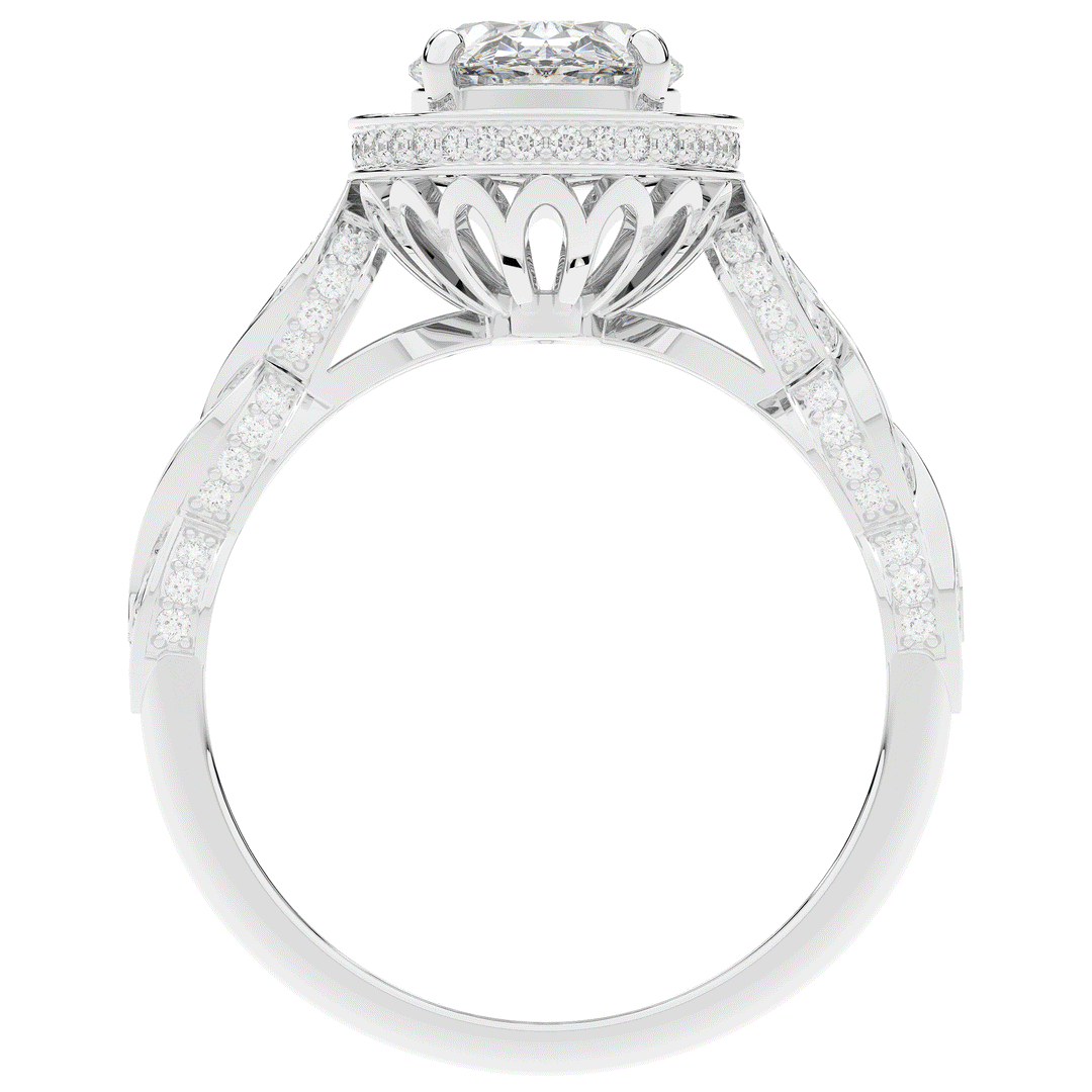3.10CT.TW OVAL LAB DIAMOND HALO ENGAGEMENT RING - Nazarelle