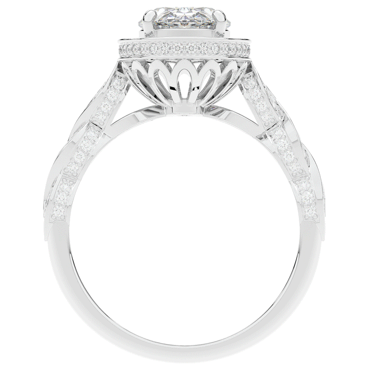 3.10CT.TW OVAL LAB DIAMOND HALO ENGAGEMENT RING - Nazarelle