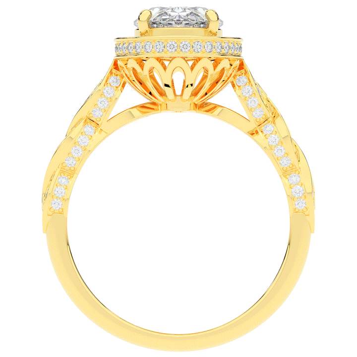 3.10CT.TW OVAL LAB DIAMOND HALO ENGAGEMENT RING - Nazarelle