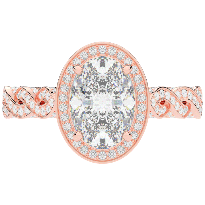 3.10CT.TW OVAL LAB DIAMOND HALO ENGAGEMENT RING - Nazarelle