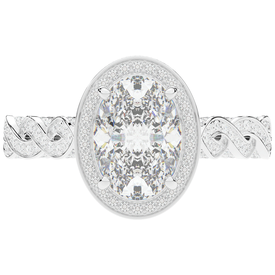 3.10CT.TW OVAL LAB DIAMOND HALO ENGAGEMENT RING - Nazarelle