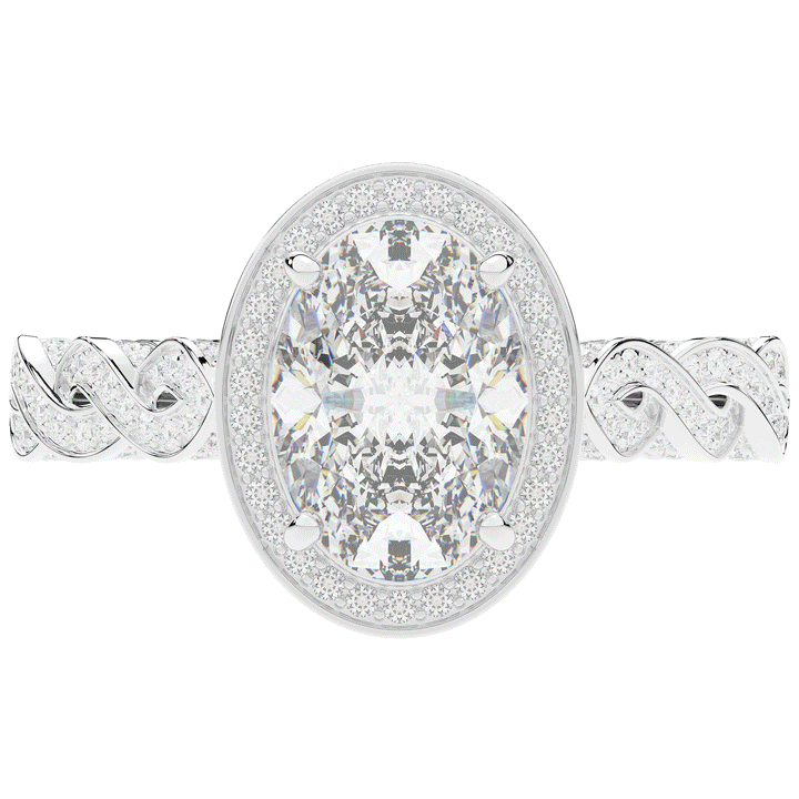 3.10CT.TW OVAL LAB DIAMOND HALO ENGAGEMENT RING - Nazarelle