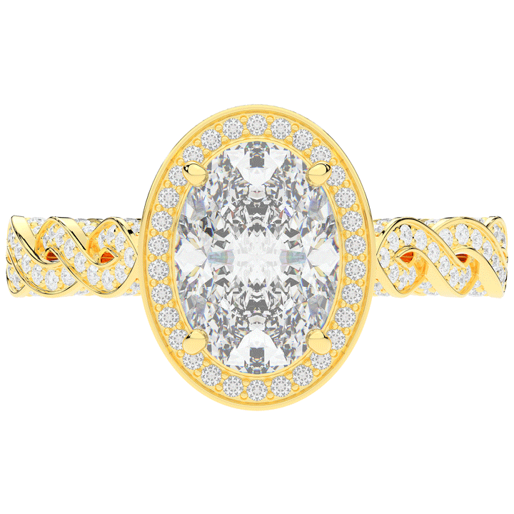 3.10CT.TW OVAL LAB DIAMOND HALO ENGAGEMENT RING - Nazarelle