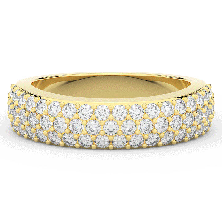 0.90CT.TW ROUND LAB DIAMOND 3 ROW WEDDING BAND - Nazarelle