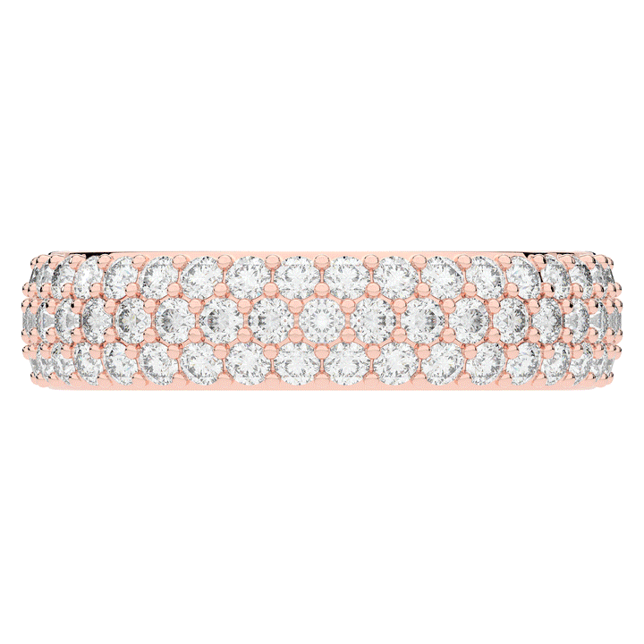 0.90CT.TW ROUND LAB DIAMOND 3 ROW WEDDING BAND - Nazarelle