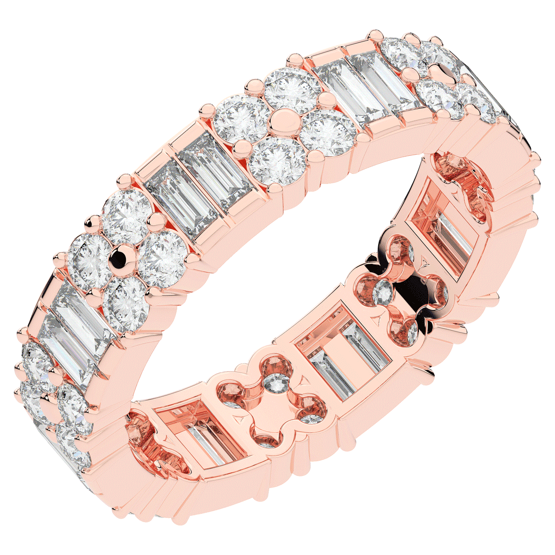 2.00CT.TW BAGUETTE AND ROUND LAB DIAMOND ETERNITY WEDDING BAND - Nazarelle
