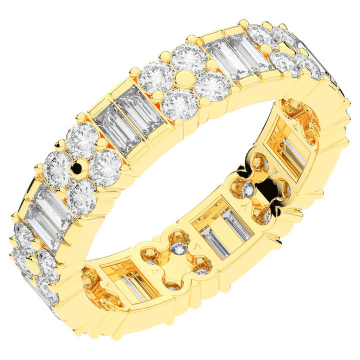 2.00CT.TW BAGUETTE AND ROUND LAB DIAMOND ETERNITY WEDDING BAND - Nazarelle