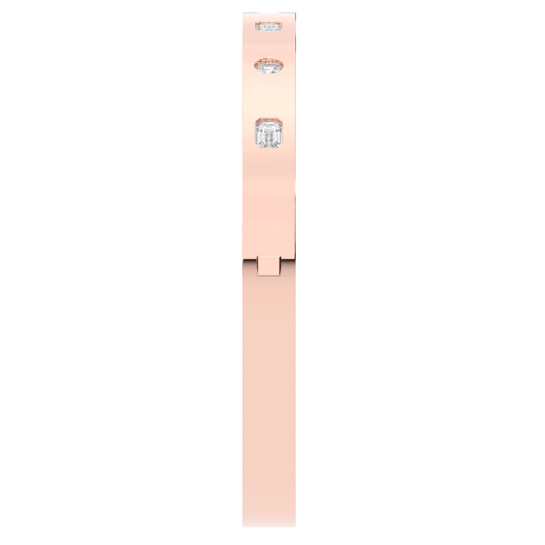 1.00CT.TW ROUND AND EMERALD CUT LAB DIAMOND BEZEL SET BANGLE - Nazarelle
