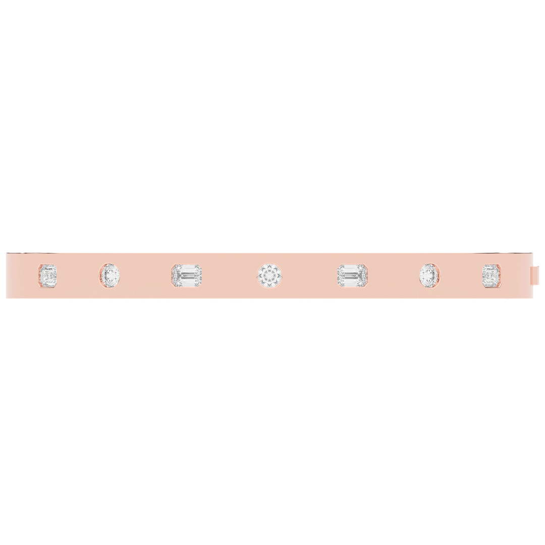 1.00CT.TW ROUND AND EMERALD CUT LAB DIAMOND BEZEL SET BANGLE - Nazarelle