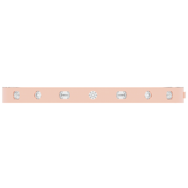 1.00CT.TW ROUND AND EMERALD CUT LAB DIAMOND BEZEL SET BANGLE - Nazarelle