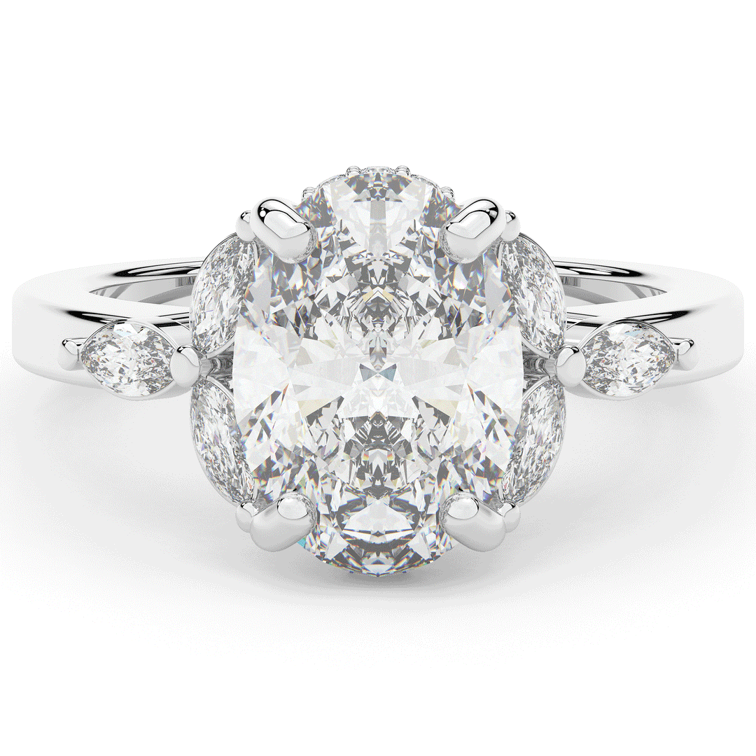 2.85CT.TW OVAL LAB DIAMOND ENGAGEMENT RING - Nazarelle